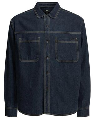 Stussy Overhemden ,Blauw ,Denim Work Denim Shirt