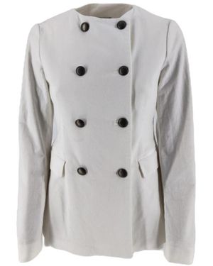 Kiltie Double-Breasted Ronde Hals Jas - Grijs