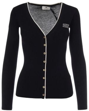 Elisabetta Franchi Truien & Vesten ,Zwart ,Gebreide Cardigan