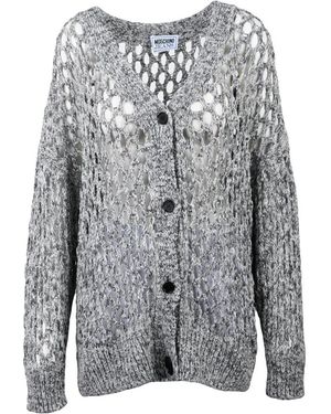 Moschino Truien & Vesten ,Grijs ,Katoen Cardigan Traforato
