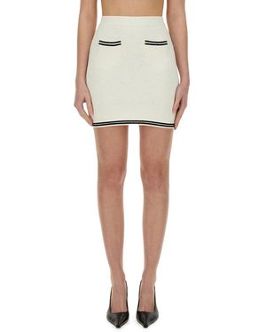 Self-Portrait Rokken ,Katoen Bow Jacquard Mini Skirt - Wit