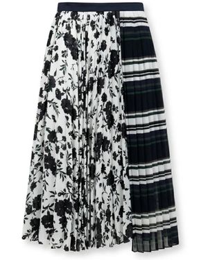 Sacai Rokken ,Veelkleurig ,Leer Pattern Mix Skirt - Zwart