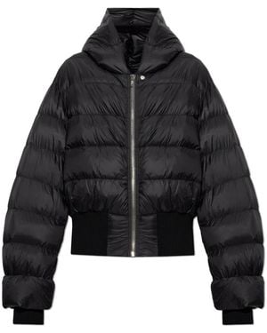 Rick Owens Jassen ,Zwart ,Wol Donsjack Met Capuchon
