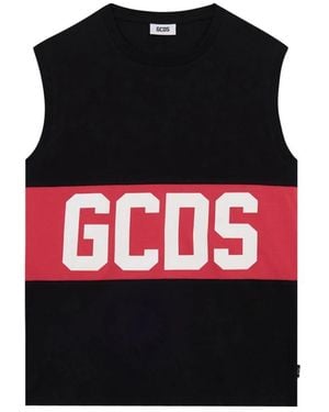 Gcds Tops ,Zwart ,Katoen Mouwloos T-Shirt