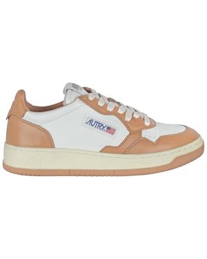 Autry Zapatillas De Cuero Con Logo Bordado, Mujer, Talla - Blanco