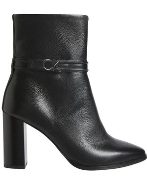 Calvin Klein Schoenen ,Zwart ,Leer Heel Ankle Boot 85