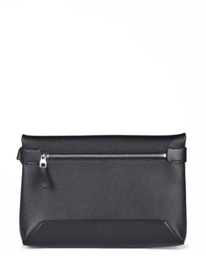 dunhill Leder Clutch Tasche Mit Reißverschluss - Schwarz