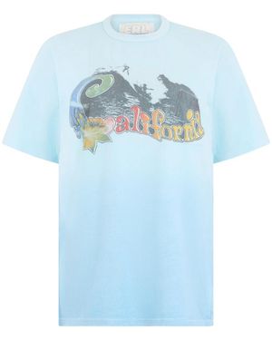ERL Tops ,Blauw ,Katoen California Wave T-Shirt
