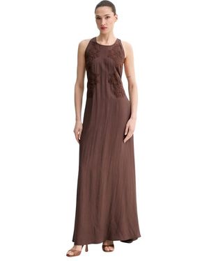 Ermanno Scervino Kleedjes ,Bruin ,Polyester Geborduurde Maxijurk