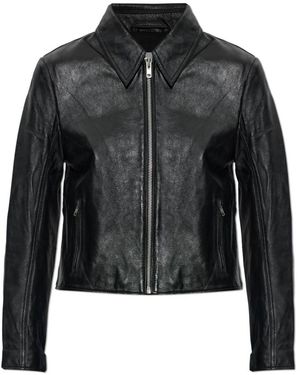 Samsøe & Samsøe Jassen ,Zwart ,Leer Sashiloh Jacket