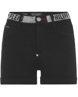 Philipp Plein Denim High Waist Hot Pants - Zwart