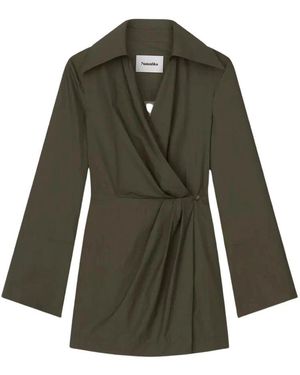 Nanushka Khaki mini wickelkleid esma - Grün