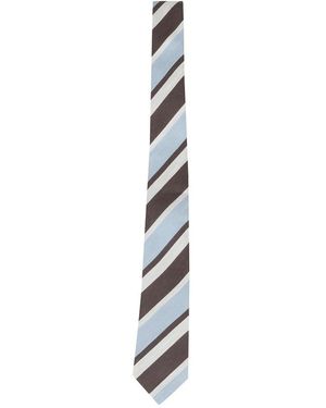 Tagliatore Accessoires ,Bruin ,Cravatta Seta Regimental - Wit