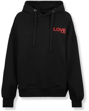 Fiorucci Hoodies & Sweatvesten ,Zwart ,Katoen Kissing Angels Love Relaxed Hoodie