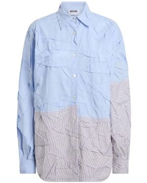 Moschino Gestreken Stretch Poplin Shirt - Blauw