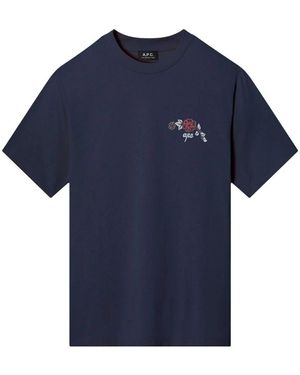 A.P.C. Baumwoll t-shirt mit einzigartigem design - Blau