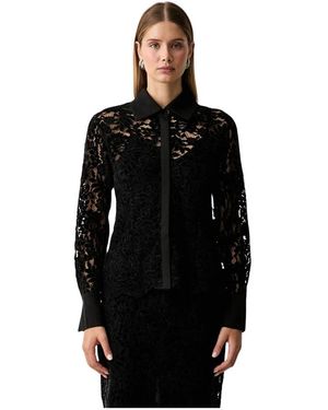 Twinset Spitzenbluse Mit Angehängtem Top - Schwarz