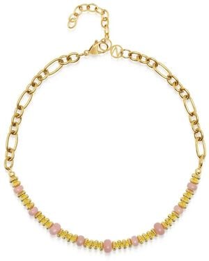 Nialaya Chain Choker With Rose Quartz - Metallic