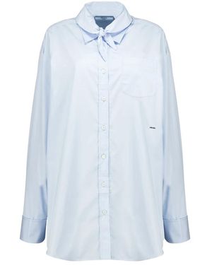 Prada Overhemden ,Blauw ,Katoen Poplin Shirt