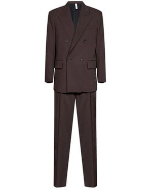 Hevò Double Breasted Suits - Brown
