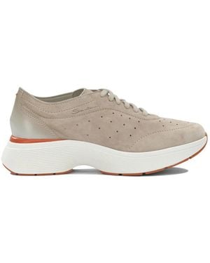 Santoni Schoenen ,Leer Easy Bounce High Sneakers - Grijs