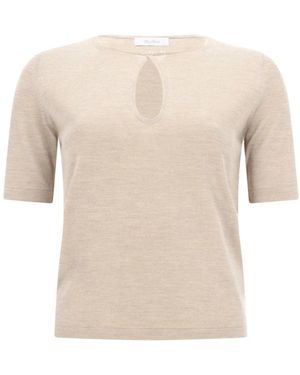 Max Mara Zijden En Kasjmieren T-Shirt - Naturel