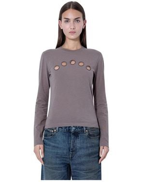 Marni Tops ,Grijs ,Wol Longsleeve Met Cut-Out Detail - Paars