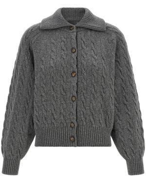 Polo Ralph Lauren Truien & Vesten ,Grijs ,Wol Kabel Gebreide Wol-Kasjmier Vest