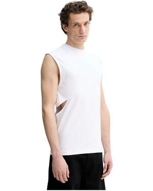 HELIOT EMIL Tops ,Wit ,Katoen T-Shirt Zonder Mouwen Met Uitsnijding