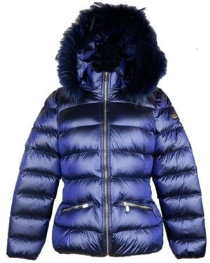 Yes-Zee Giacca blu con cappuccio e pelliccia murmasky