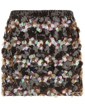 P.A.R.O.S.H. P.A.R.O..H. ,Rokken ,Bruin ,Pailletten Floral Sequin Mini Skirt - Zwart