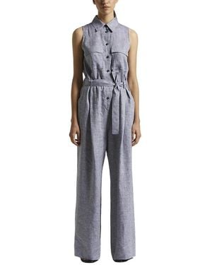 Peserico Leinen Langer Jumpsuit - Blau