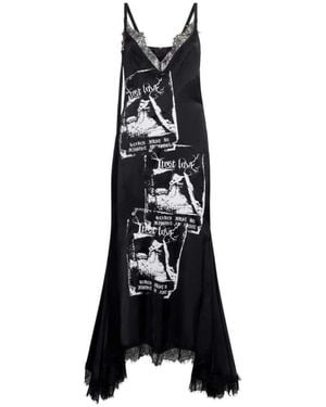 John Richmond Langes Kleid Mit Grafischem Druck - Schwarz