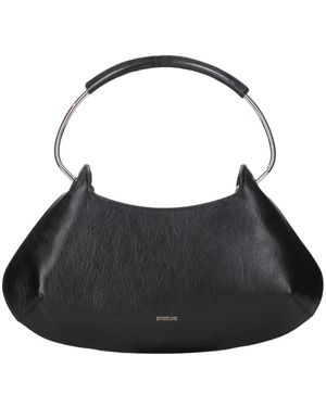 Sportmax Schwarze Ledertasche Mit Durchbohrtem Griff
