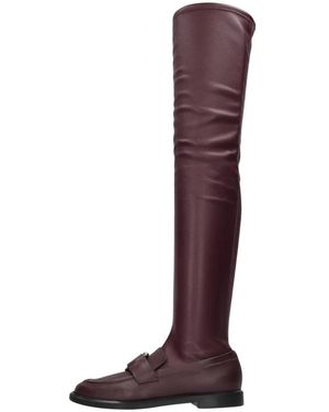 3Juin Schoenen ,Rood ,Leer Over-Knee Cruiser Laarzen - Bruin