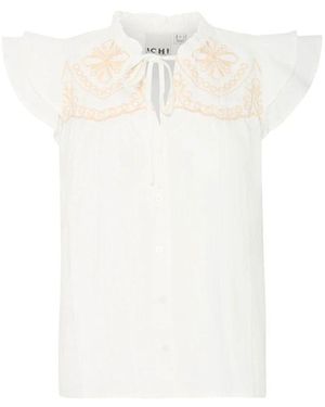 Ichi Cloud Dancer Bluse Mit Bestickten Details - Weiß