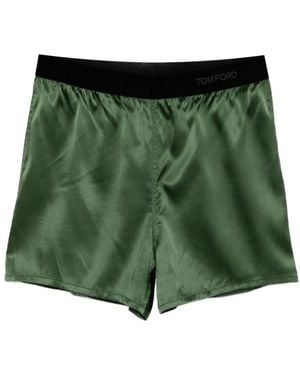 Tom Ford Korte Broeken ,Groen ,Satijn Stretch Silk Satin Pj Shorts