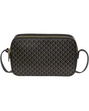 Calvin Klein Tassen ,Zwart ,Polyester Allover Monogram Logo Camera Bag