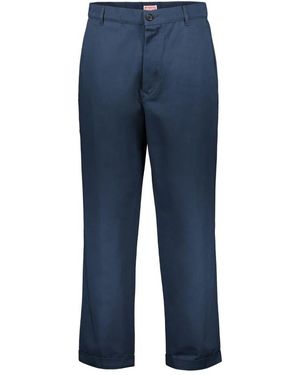 KENZO Baumwoll-Chino-Hose Mit Umschlagbund - Blau