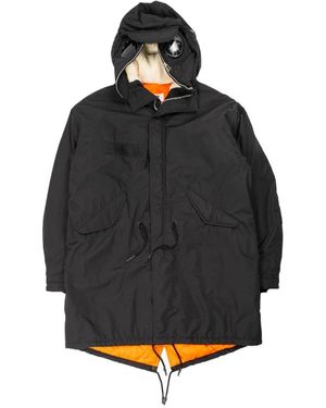 Junya Watanabe Cappotto parka nero con goggle in nylon