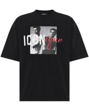 DSquared² Katoenen T-Shirt Met Print - Zwart