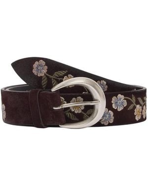 Orciani Accessoires ,Bruin ,Suède Suède Riem Met Bloemenborduursel