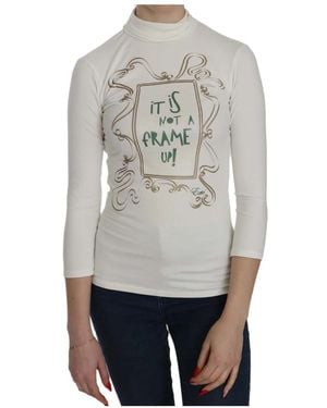 Exte Blusa stampata bianca elegante con collo alto - Grigio