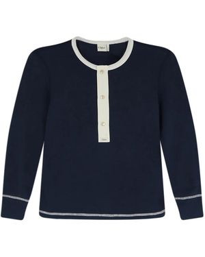 Chloé Cotton Jersey Fit Henley Shirt - Blau