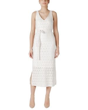 Vila Polyester Midi Jurk - Wit