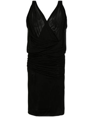 Saint Laurent V-Necked Mini Dress - Black