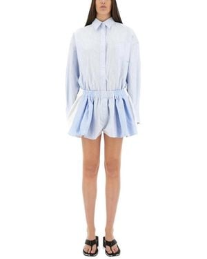 Alexander Wang Gestreiftes Baumwoll-Popeline-Hemd Und Shorts Set - Blau