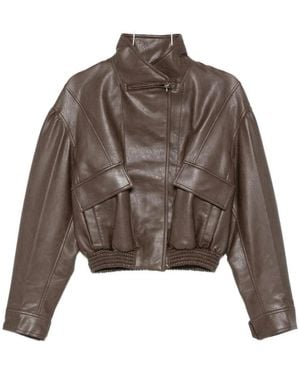 Low Classic Braune Leder Oberbekleidung Jacke