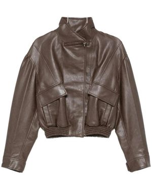 Low Classic Leather Jackets - Brown