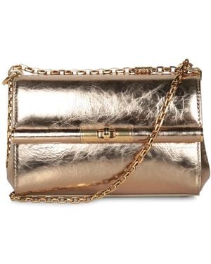 Dolce & Gabbana Goldene Kette Mini Tasche Mit Druckknopfverschluss - Natur
